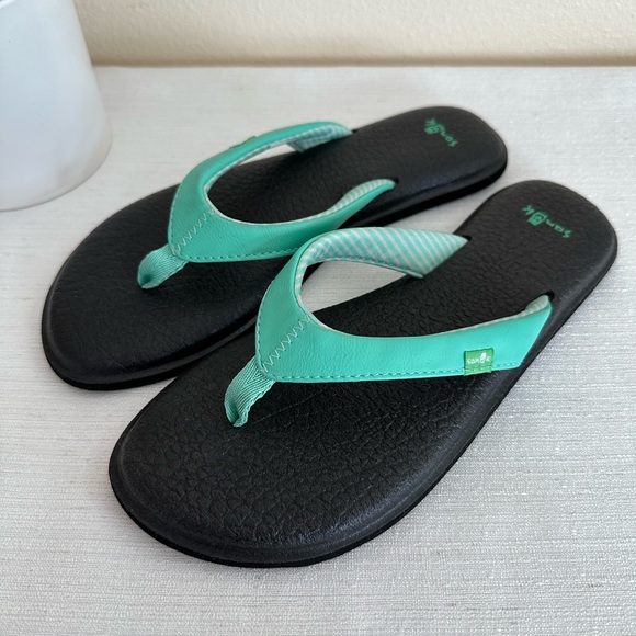 Sanuk Shoes New Sanuk Charka Yoga Mat Turquoise Flip Flop Sandals